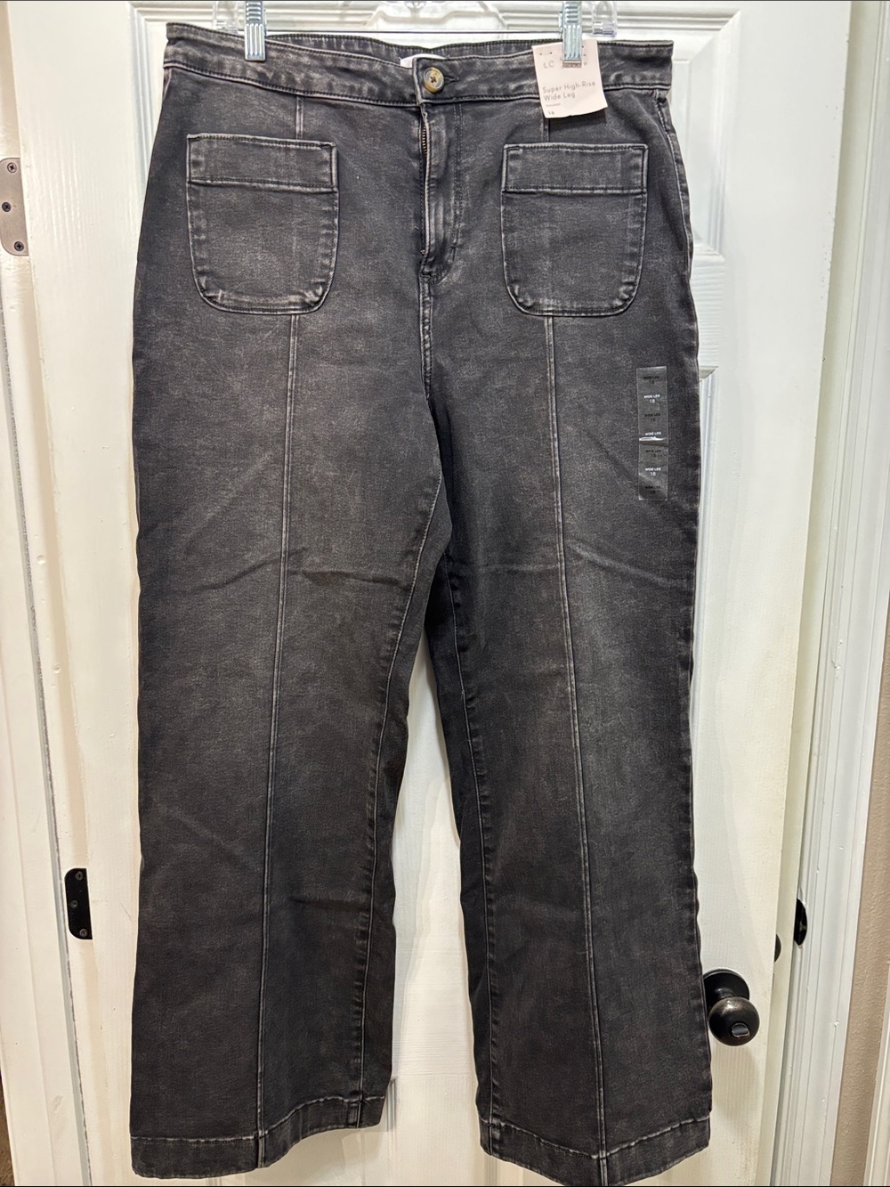 LC Lauren Conrad Black Washed Wide Leg Jeans